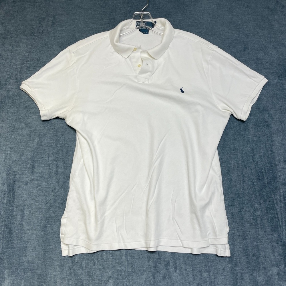 VTG Polo Ralph Lauren Polo Shirt Mens XL White Pony High Low Hem Tennis